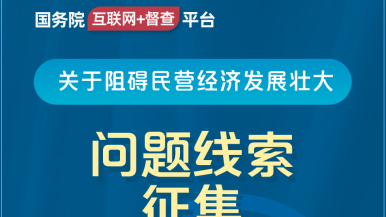 操逼清楚视频国务院“互联网+督查”平台公开征集阻碍民营经济发展壮大问题线索